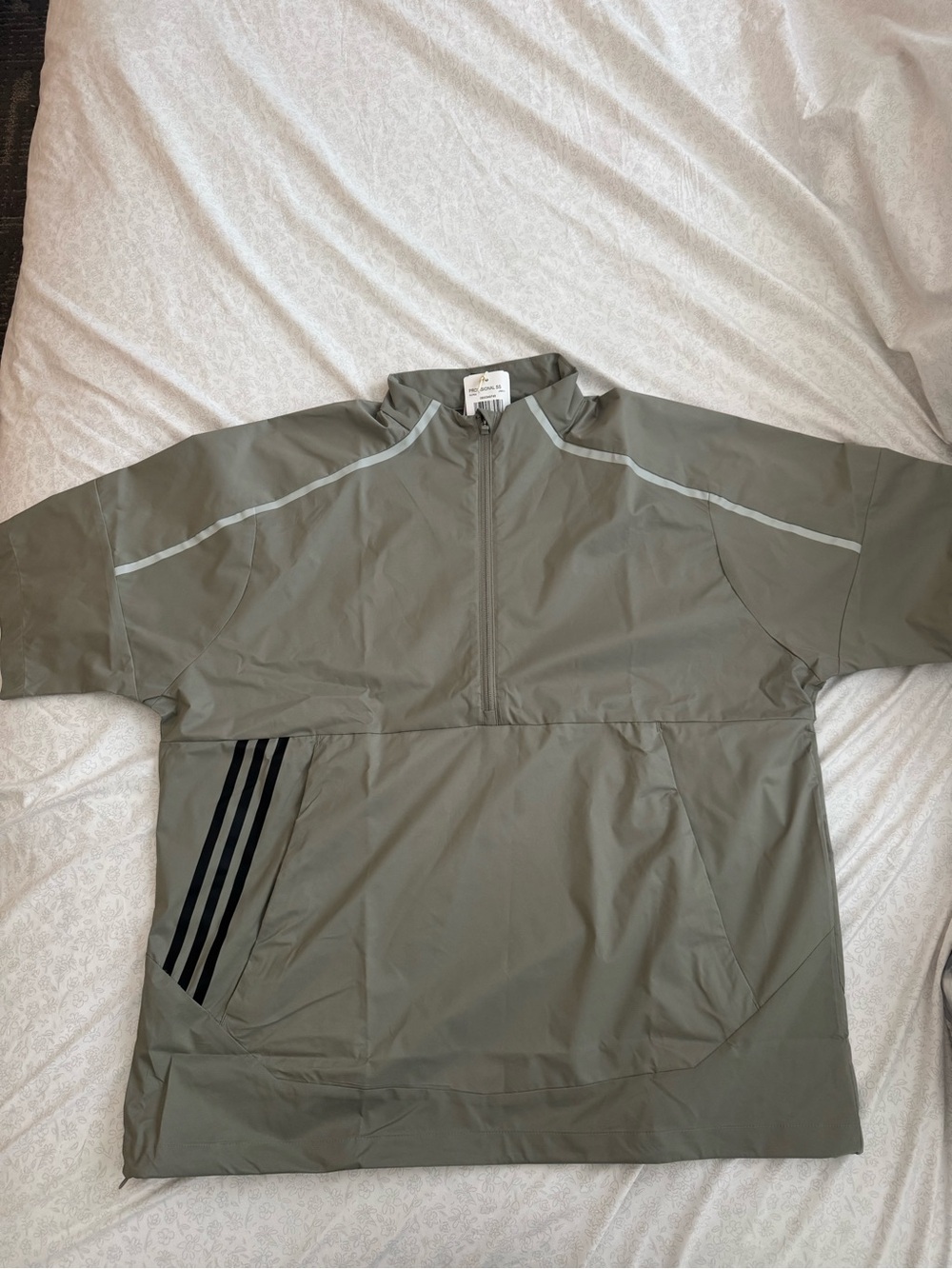 adidas Olive Windbreaker Pullover with Black Trim